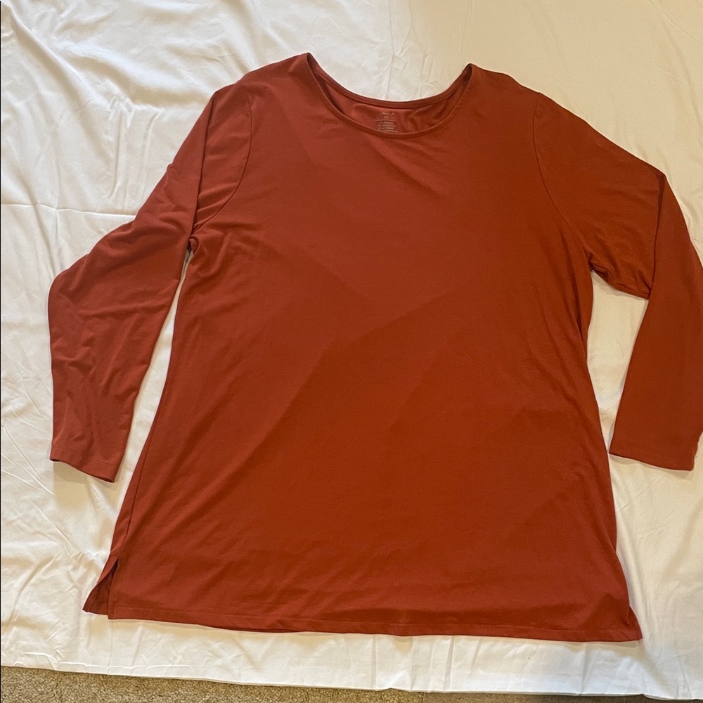 CJ Banks Burnt Orange Long Sleeve Tee